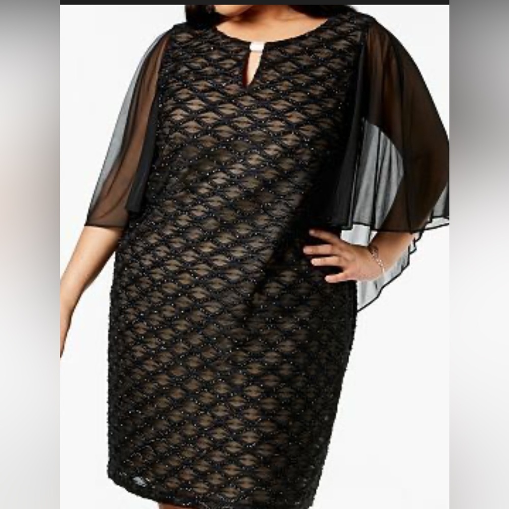 Connected Apparel Evening Dress with Caped Sleeves